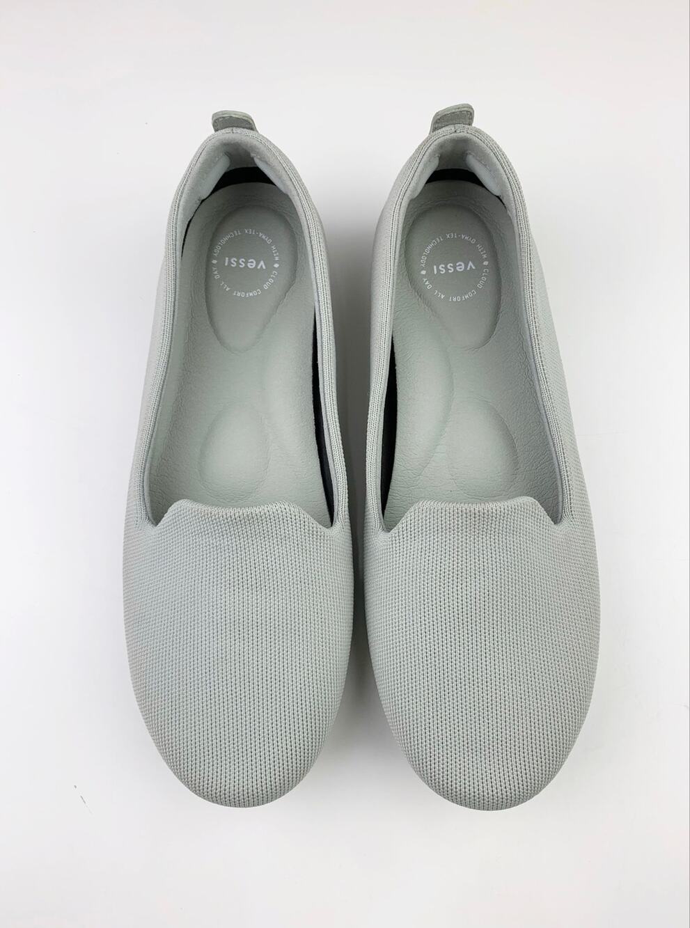 Vessi Market Flats Grey Knit Slip On Comfort Shoes Waterproof Women's 8